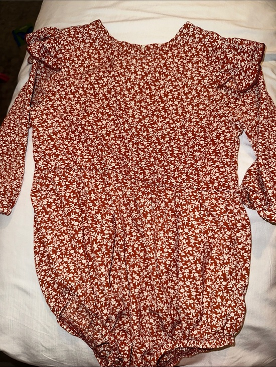 Bailey blossoms Other - Rust Floral Baby Romper - White Print